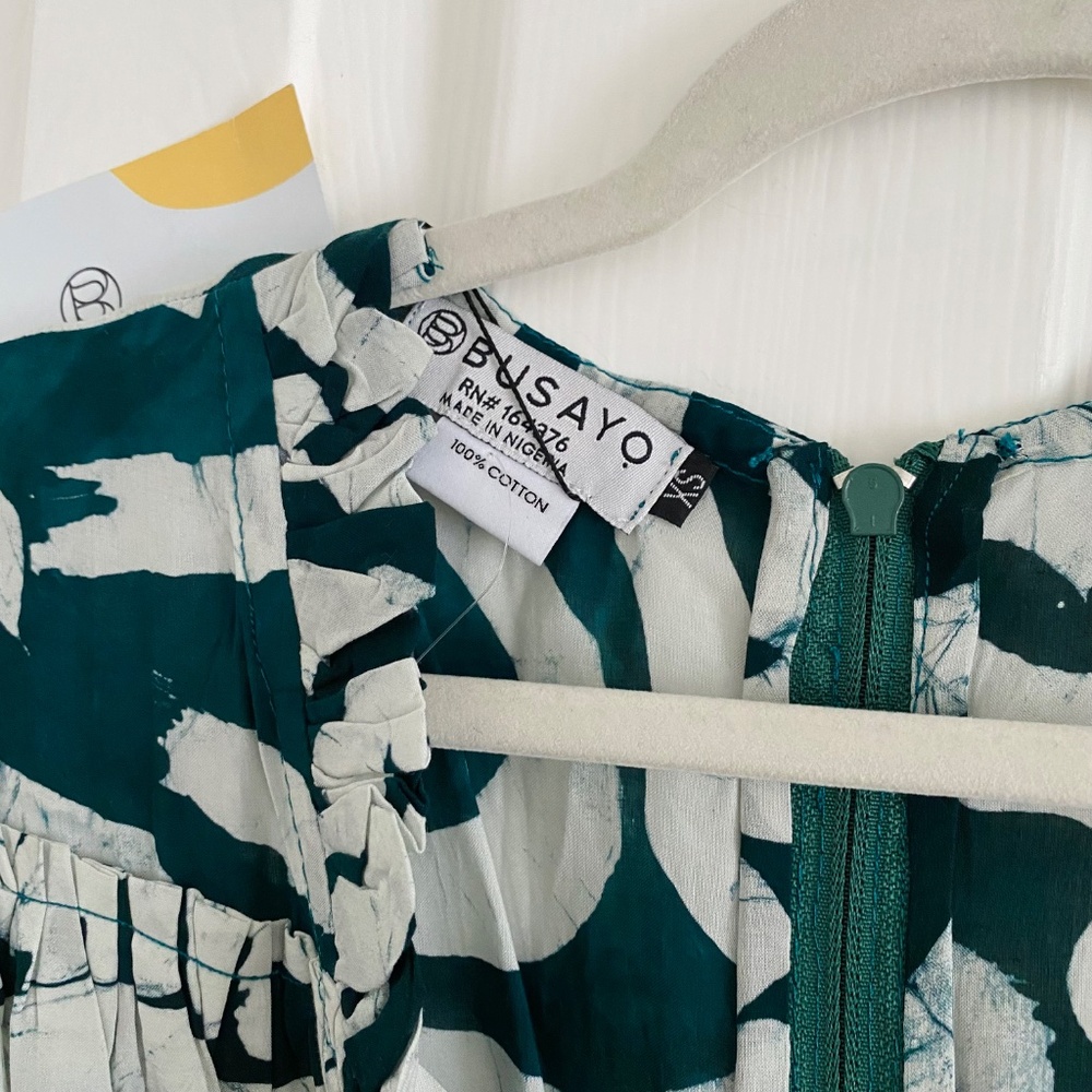 Busayo Tomi Green & White V-Neck High-Low Maxi Dress - Picture 5 of 13